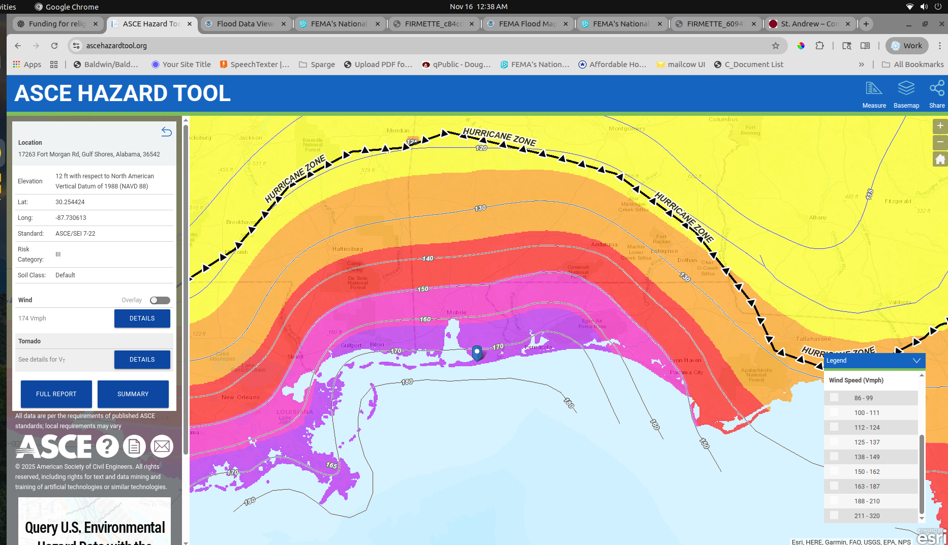 ASCE Wind Map for St. Andrew Area